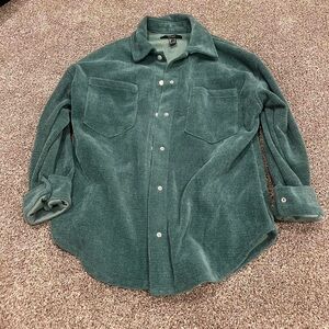 Forever 21 Teal Corduroy Button-Up Shirt Jacket